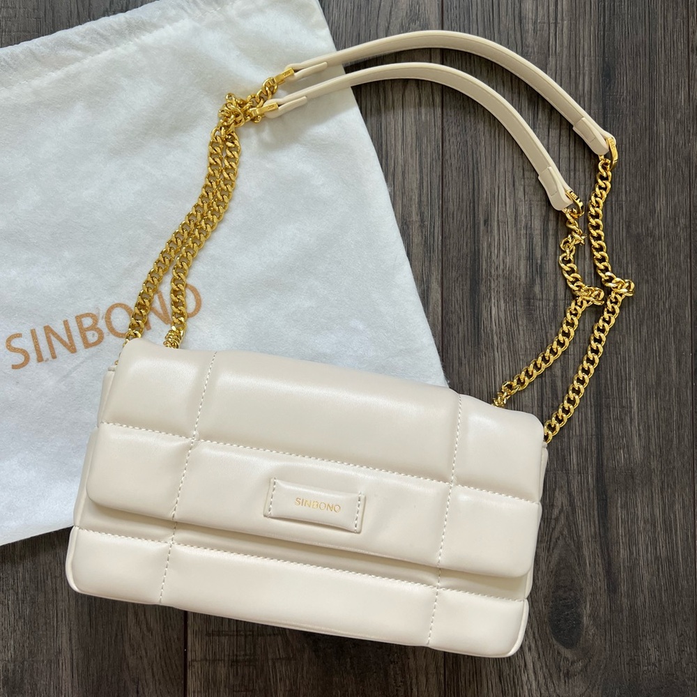 Puffy Faux Leather Chain Strap Purse